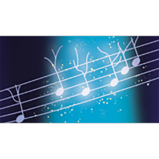 Illustration notes de musique blanches fond bleu